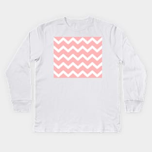 Zigzag geometric pattern - pink and white. Kids Long Sleeve T-Shirt